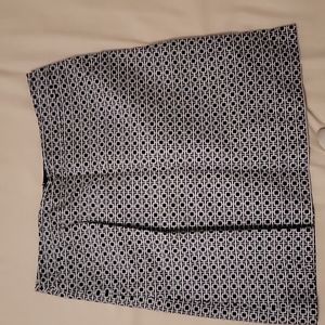 Navy blue and white checkered skirt